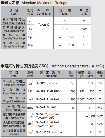 AKM旭化成HG-166A-2U霍尔元件